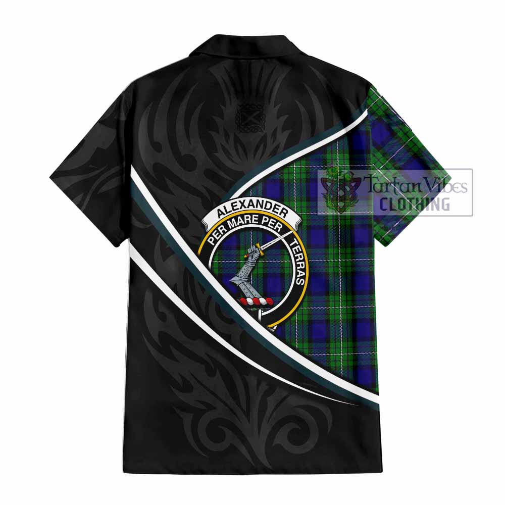 Alexander Tartan Family Crest Short Sleeve Button Shirt Celtic Scottish Thistle Floral - Tartan Vibes Clothing
