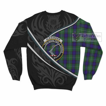 Alexander Tartan Family Crest Sweatshirt Celtic Scottish Thistle Floral - Tartan Vibes Clothing