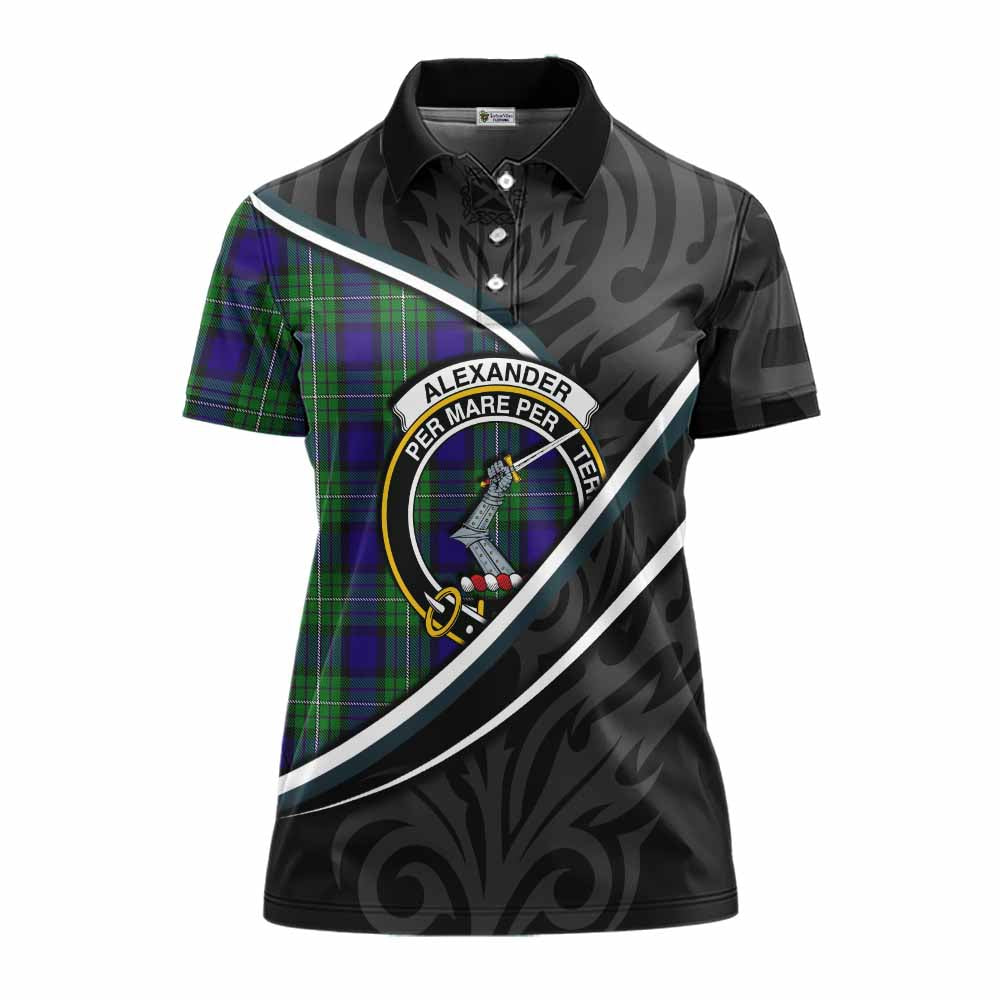 Alexander Tartan Family Crest Women's Polo Shirt Celtic Scottish Thistle Floral - Tartan Vibes Clothing