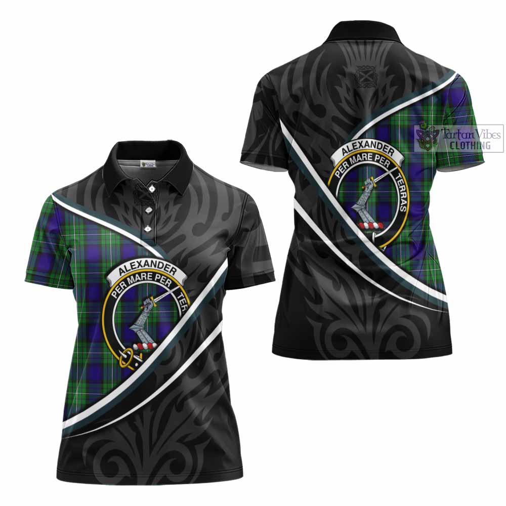 Alexander Tartan Family Crest Women's Polo Shirt Celtic Scottish Thistle Floral - Tartan Vibes Clothing