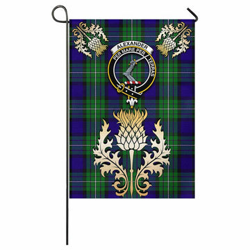 Alexander Tartan Garden Flag with Golden Regal Scottish Thistle Emblem - Tartan Vibes Clothing