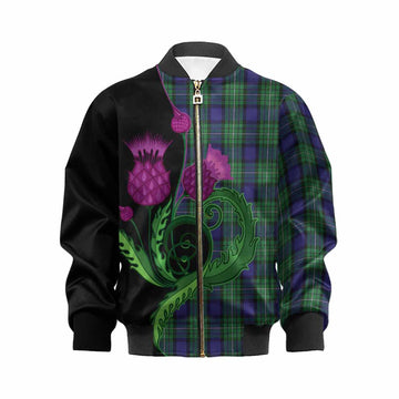 Alexander Tartan Kid Bomber Jacket Traditional Scottish Thistle