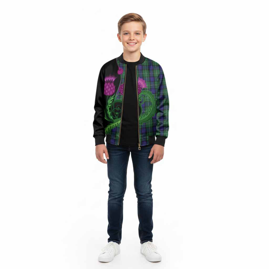 Alexander Tartan Kid Bomber Jacket Traditional Scottish Thistle