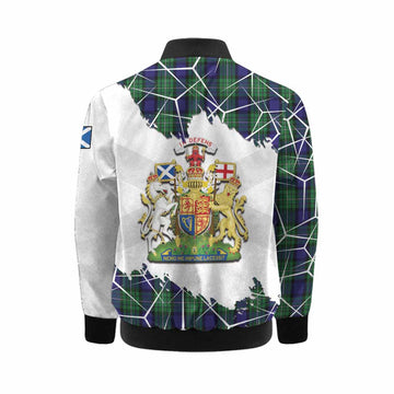 Alexander Tartan Kid Bomber Jacket with Family Crest and Lion Rampant Grunge Style
