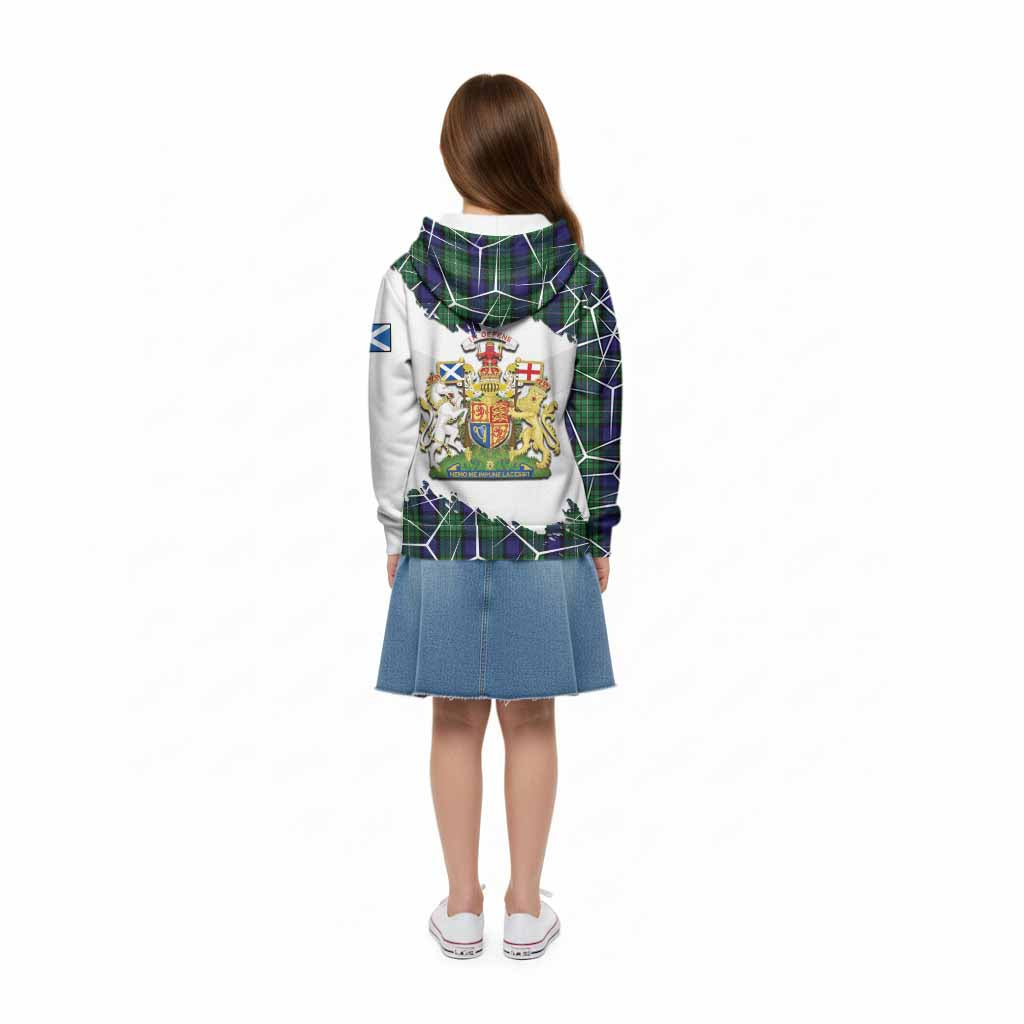 Alexander Tartan Kid Hoodie with Family Crest and Lion Rampant Grunge Style