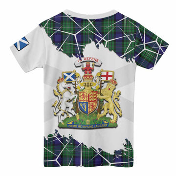 Alexander Tartan Kid T-shirt with Family Crest and Lion Rampant Grunge Style