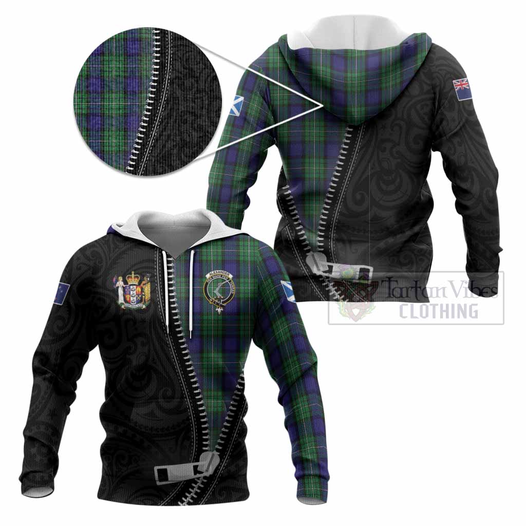 Alexander Tartan Knitted Hoodie New Zealand Pattern Unique Zipper Stylized