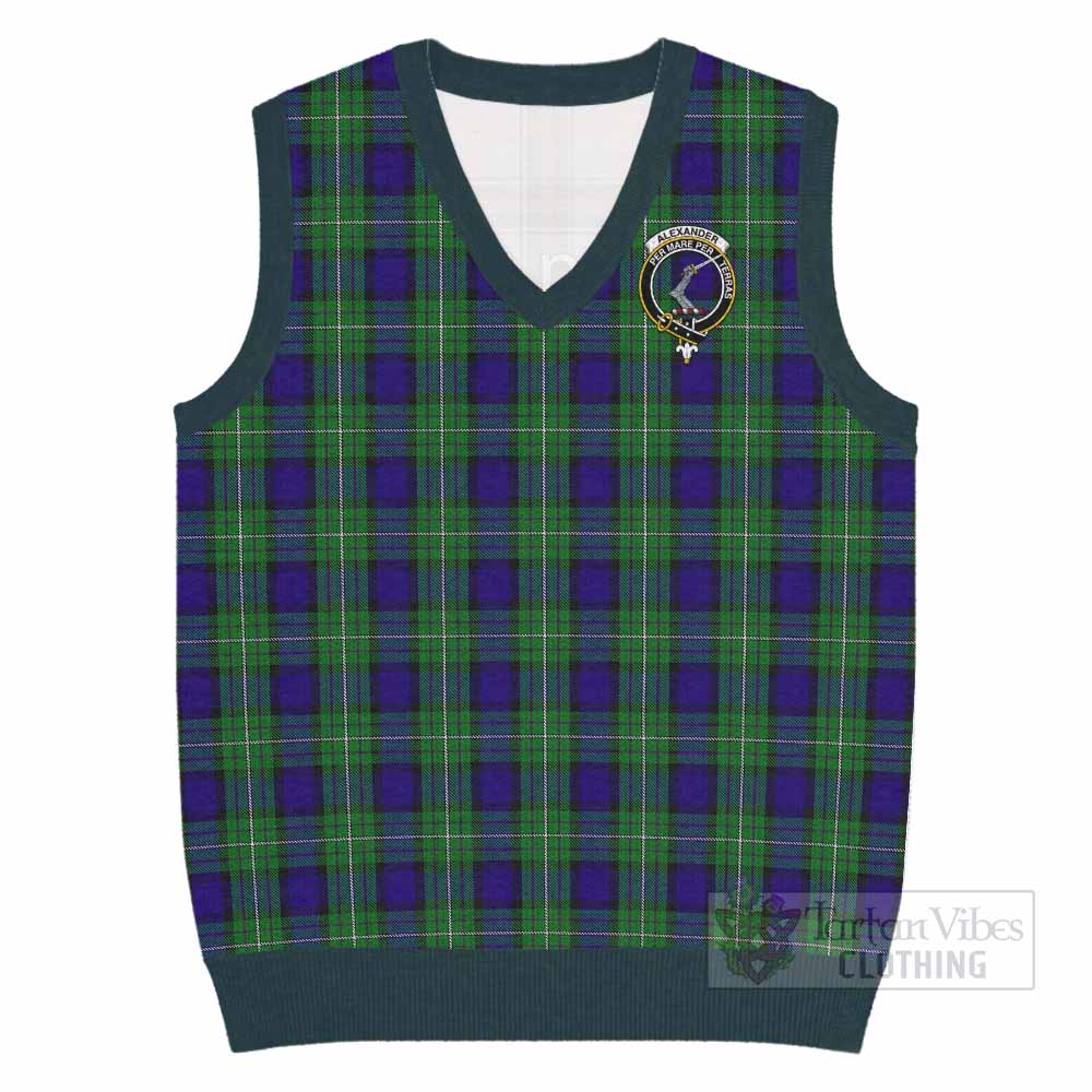 Alexander Tartan Knitted V-Neck Vest with Family Crest - Tartan Vibes Clothing