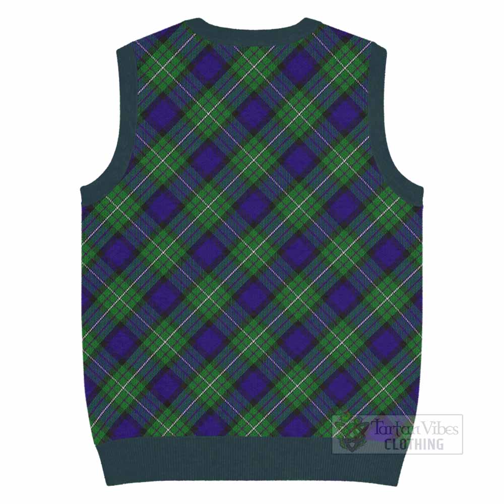 Alexander Tartan Knitted V-Neck Vest with Family Crest Cross Style