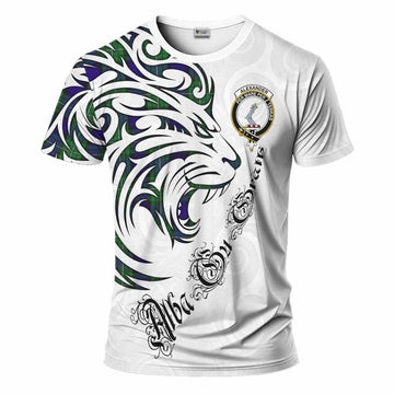 Alexander Tartan Lion Roar T-Shirt Alba Gu Brath with Celtic Motifs