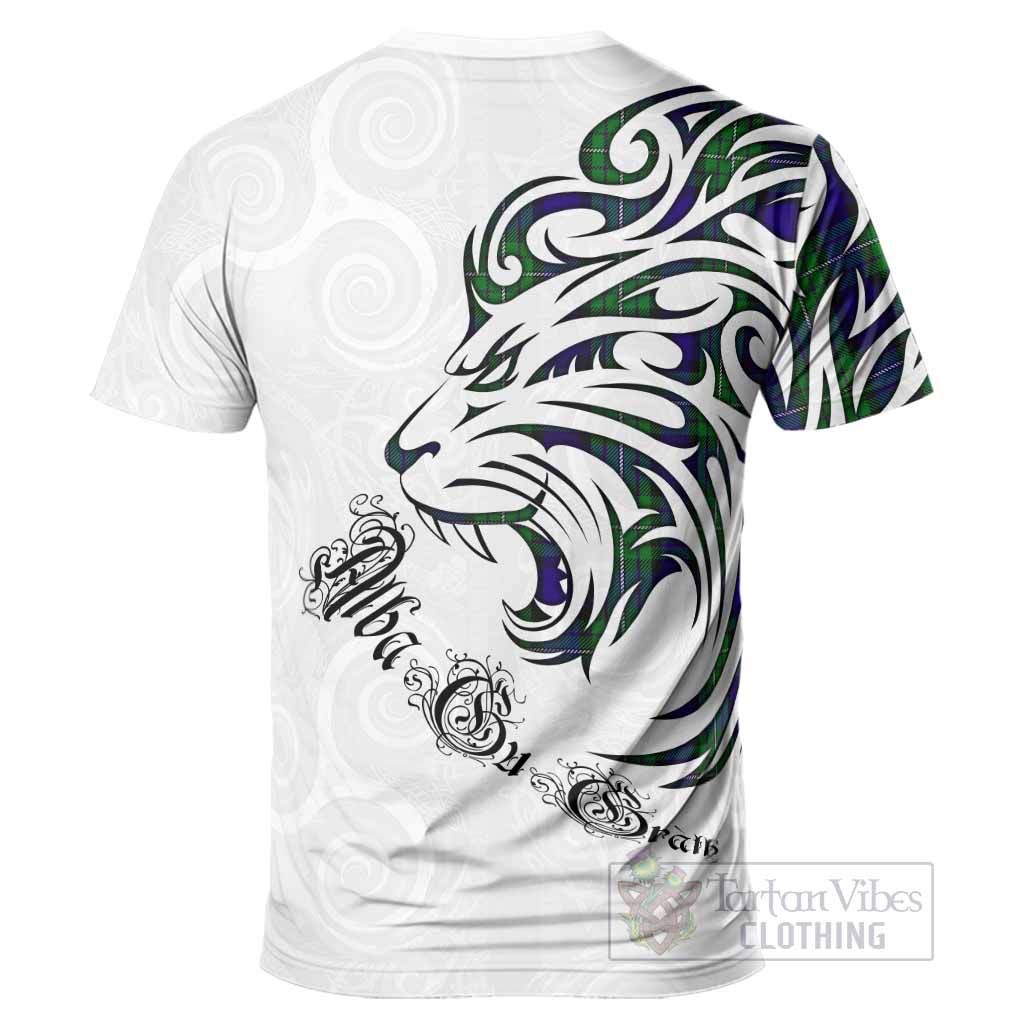 Alexander Tartan Lion Roar T-Shirt Alba Gu Brath with Celtic Motifs