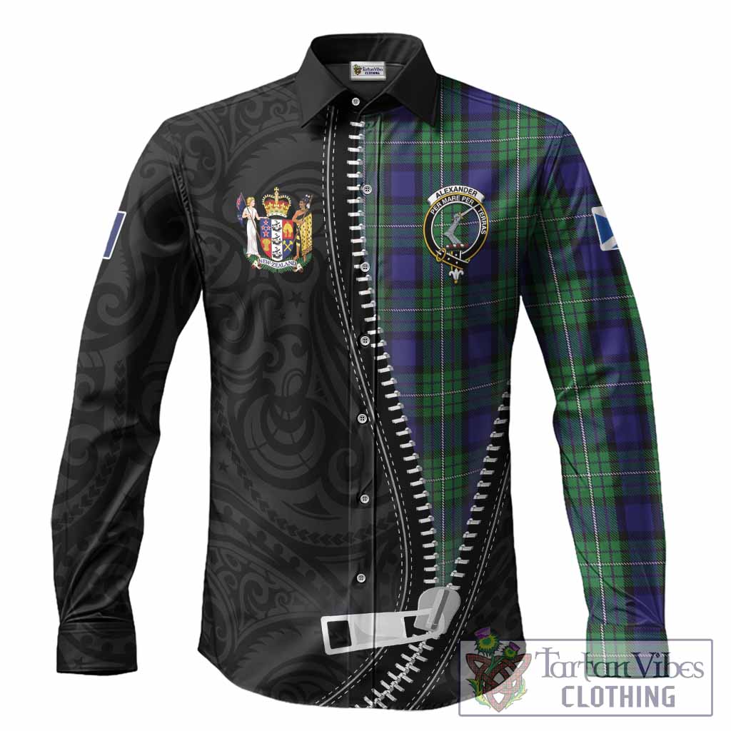 Alexander Tartan Long Sleeve Button Shirts New Zealand Pattern Unique Zipper Stylized