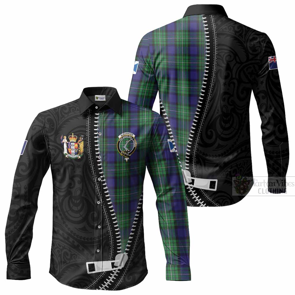 Alexander Tartan Long Sleeve Button Shirts New Zealand Pattern Unique Zipper Stylized