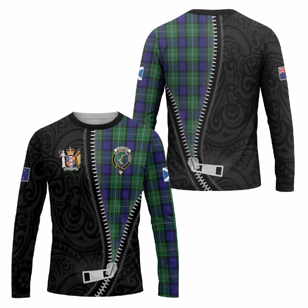 Alexander Tartan Long Sleeve T-Shirt New Zealand Pattern Unique Zipper Stylized