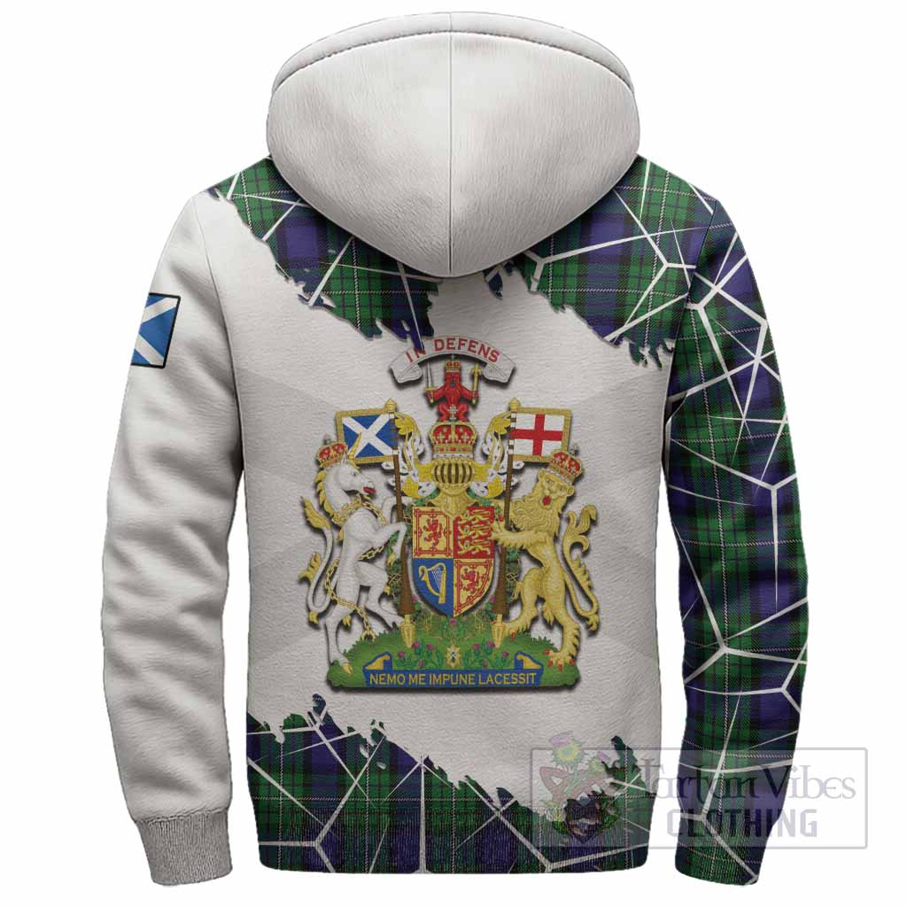 Alexander Tartan Sherpa Hoodie with Family Crest and Lion Rampant Grunge Style