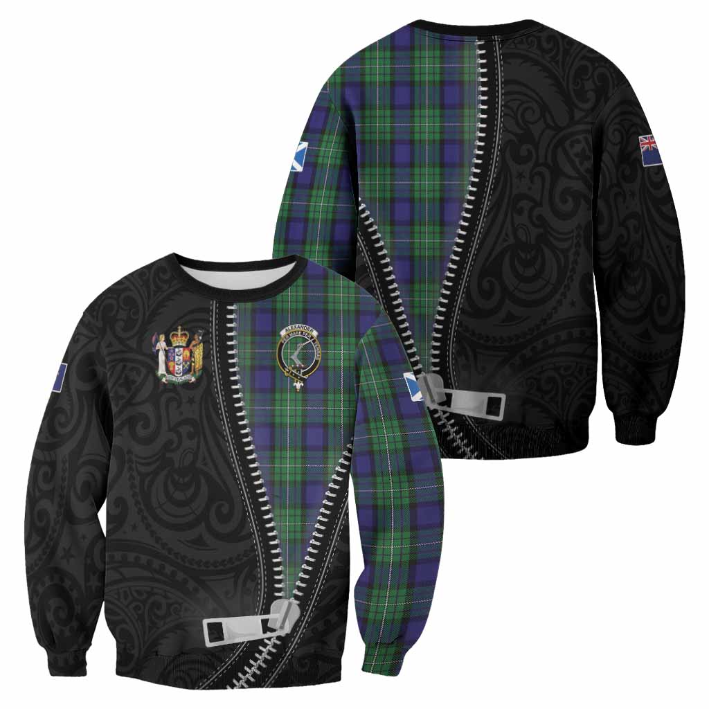 Alexander Tartan Sweatshirt New Zealand Pattern Unique Zipper Stylized