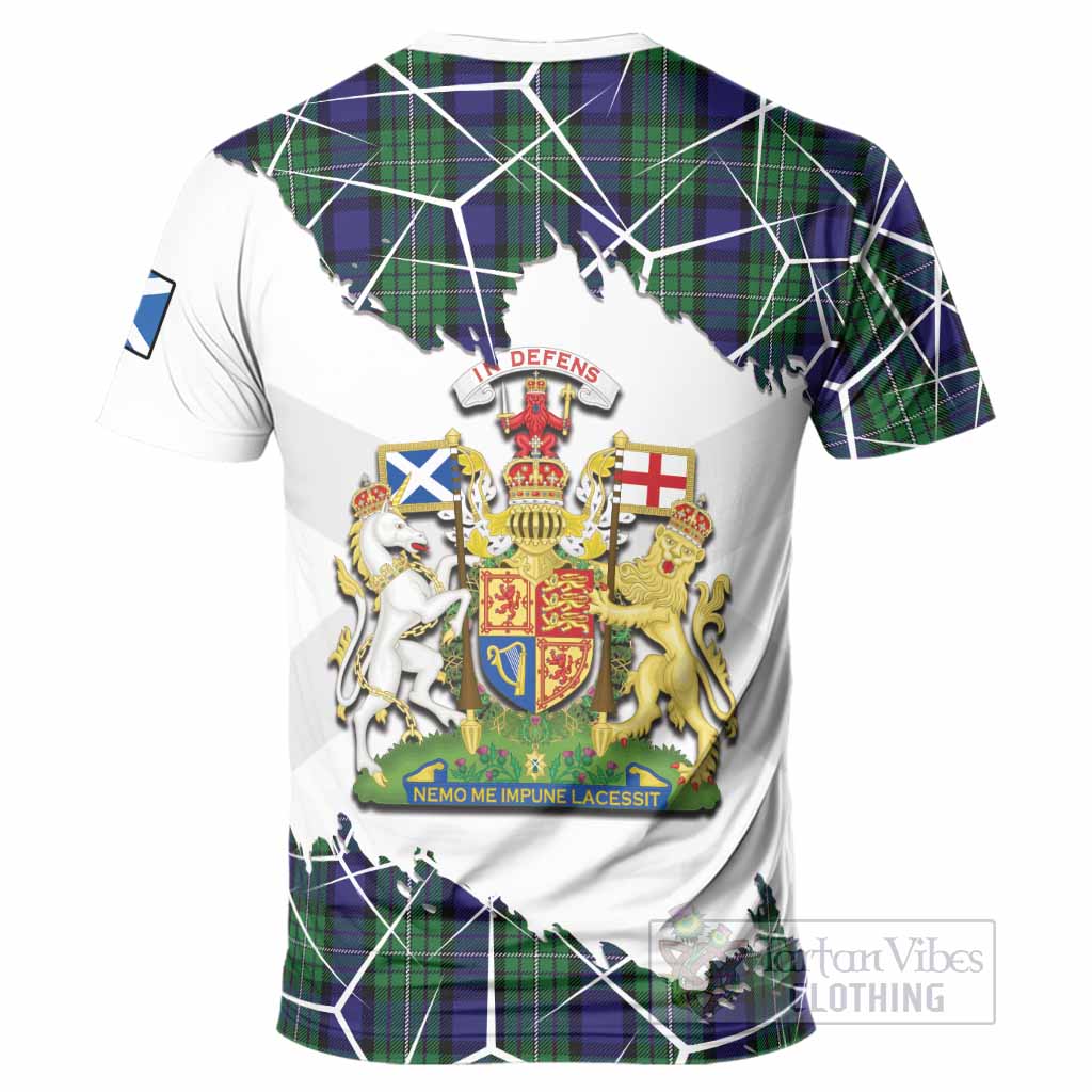 Alexander Tartan T-Shirt with Family Crest and Lion Rampant Grunge Style
