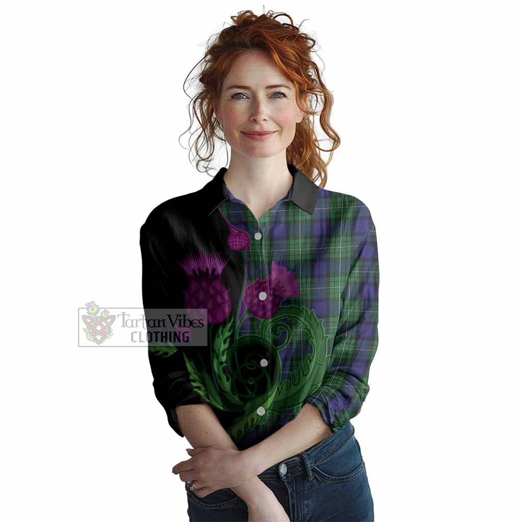 Alexander Tartan Women Casual Shirt Traditional Scottish Thistle