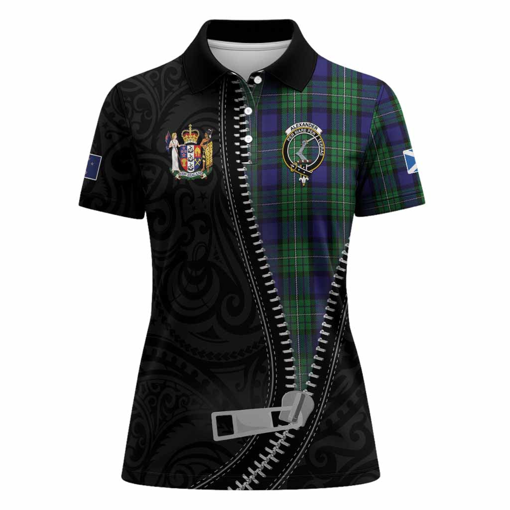 Alexander Tartan Women Polo Shirt New Zealand Pattern Unique Zipper Stylized