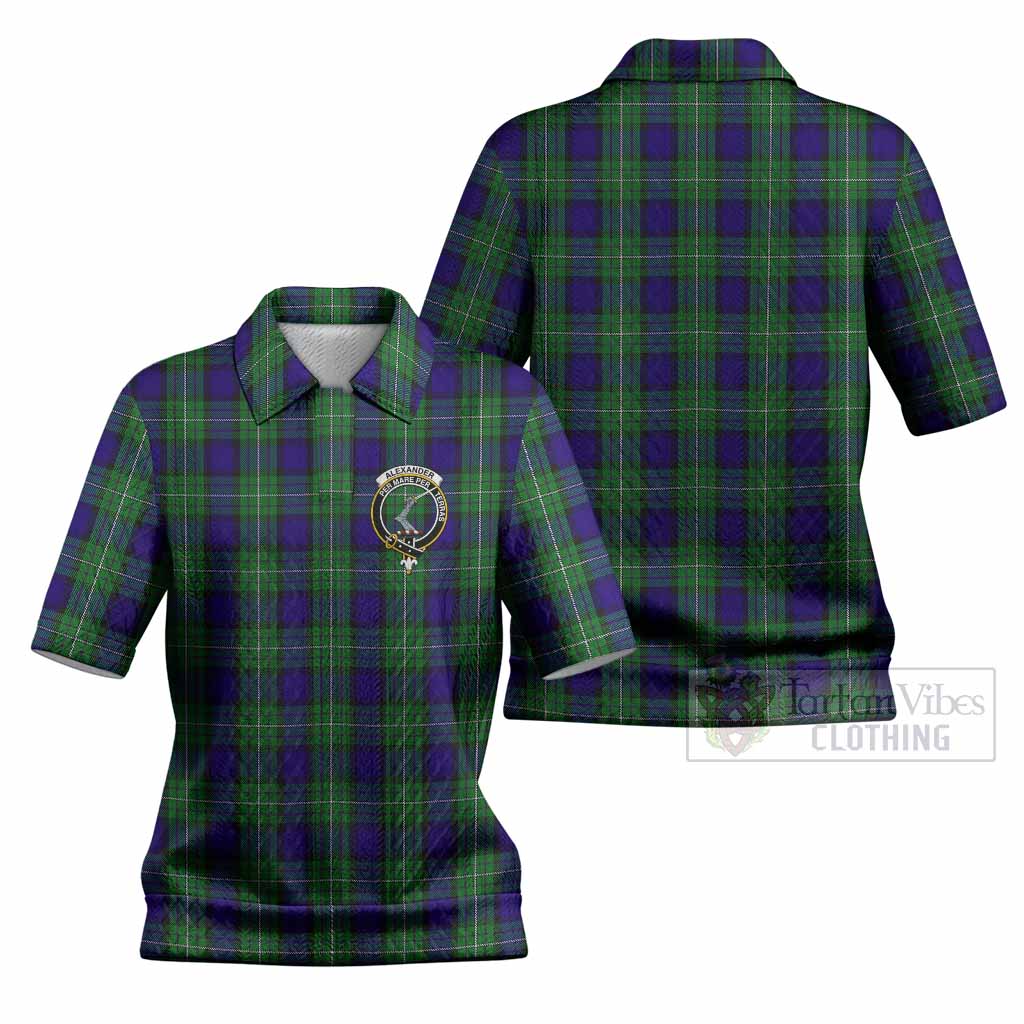 Alexander Tartan Women’s Polo Sweater Top with Family Crest