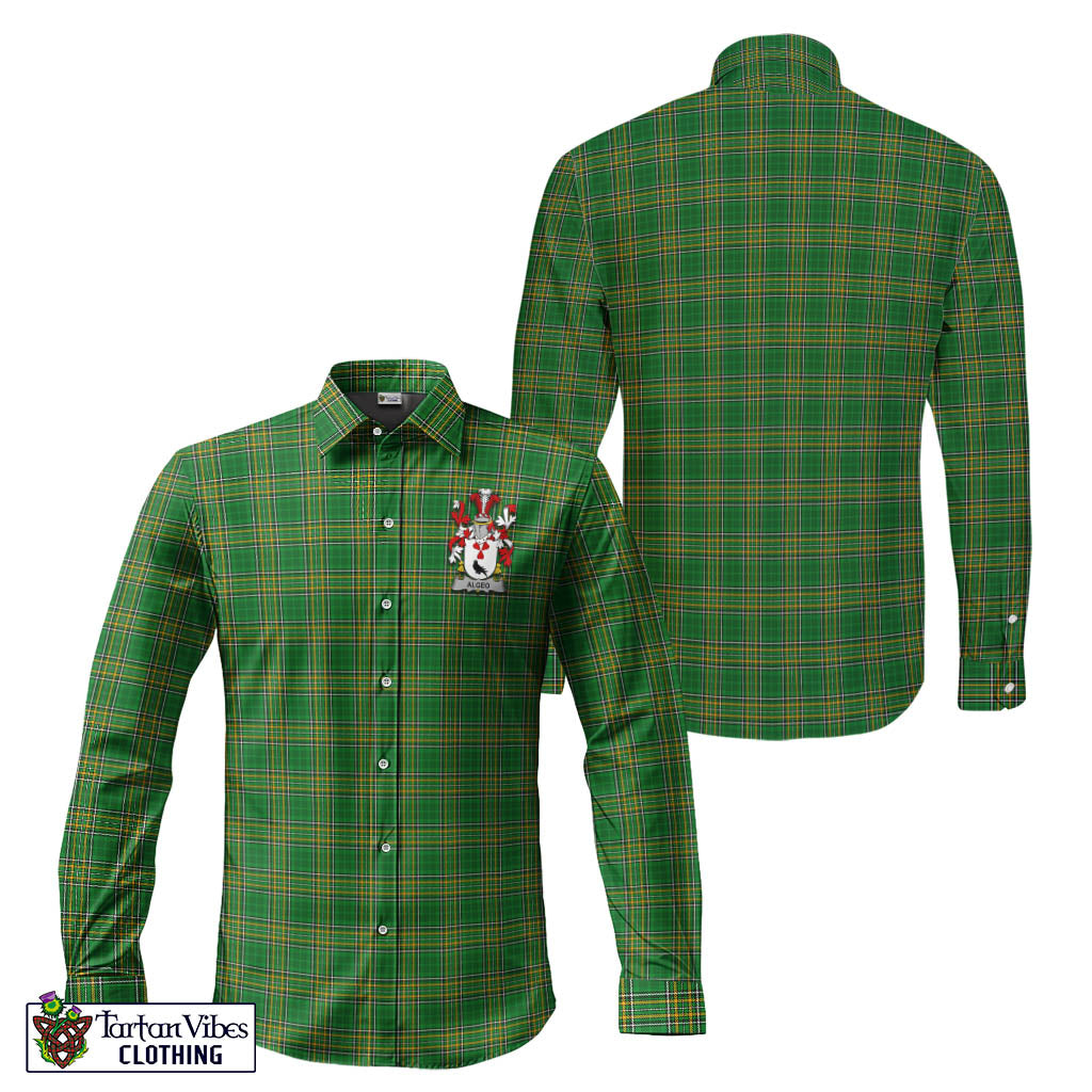 Tartan Vibes Clothing Algeo Ireland Clan Tartan Long Sleeve Button Up with Coat of Arms