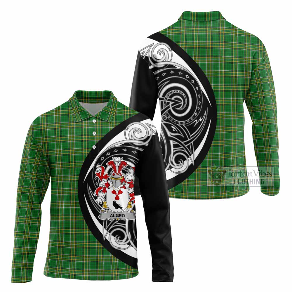 Tartan Vibes Clothing Algeo Irish Clan Long Sleeve Polo Shirt Celtic Circle Style
