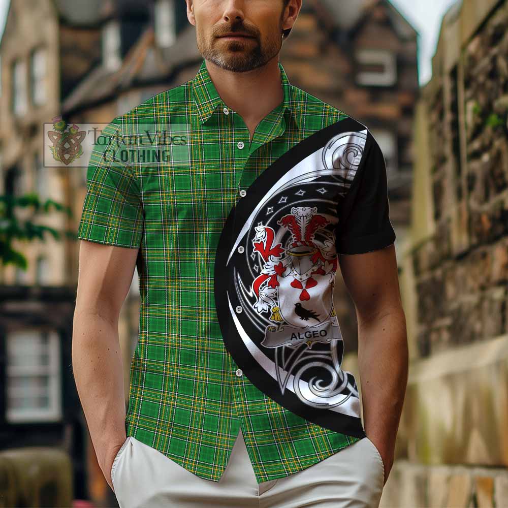 Tartan Vibes Clothing Algeo Irish Clan Short Sleeve Button Shirt Celtic Circle Style