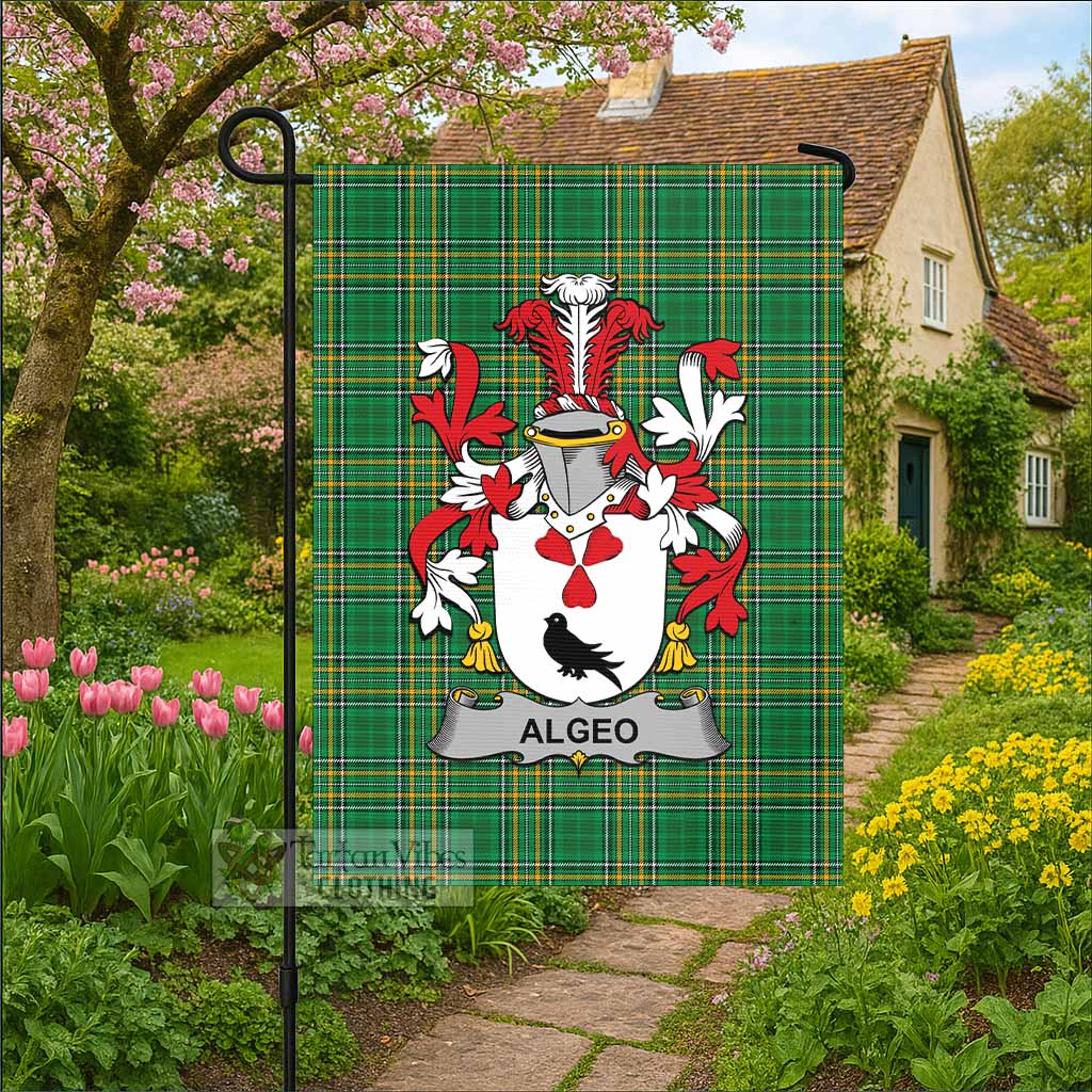 Algeo Irish Clan Tartan Flag with Coat of Arms