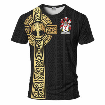 Algeo Irish Coat of Arms T-Shirt with Celtic Tree of Life Inspired