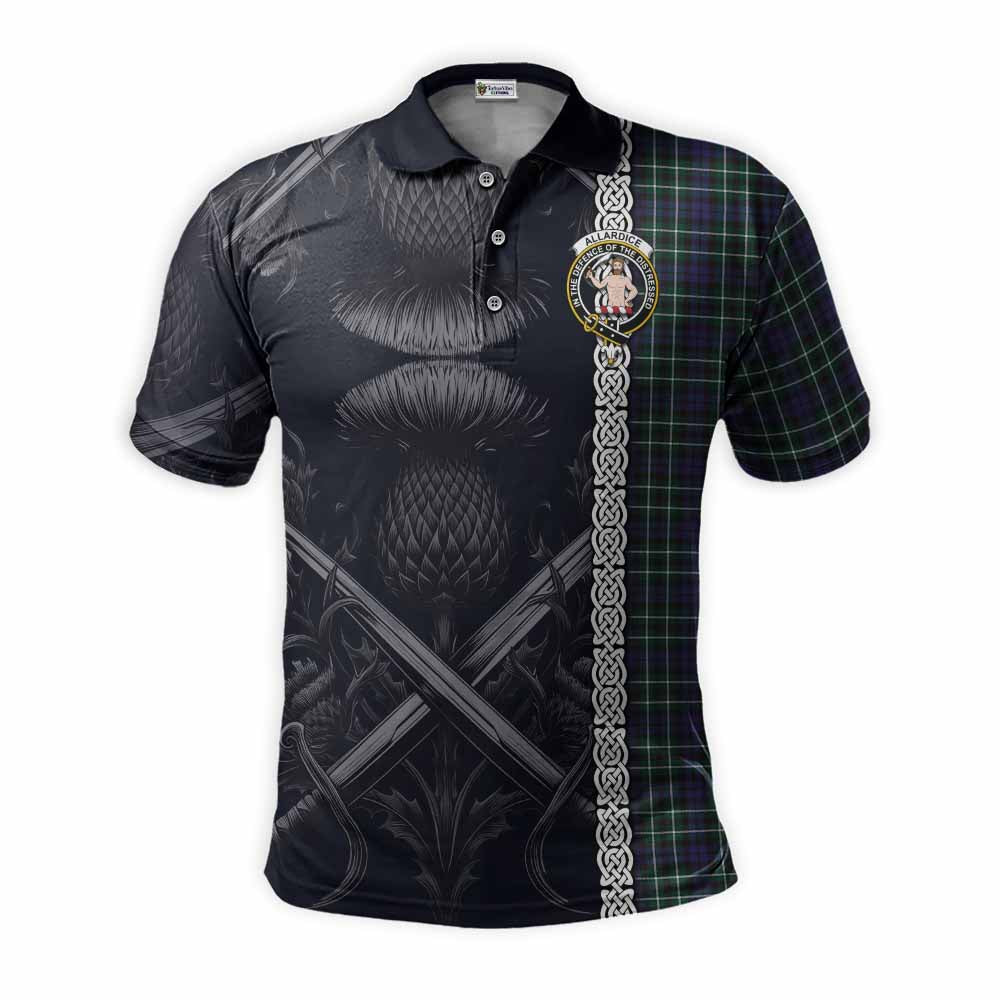 Allardice Tartan Polo Shirt with Family Crest Cross Sword Thistle Celtic Vibes Kid - Tartan Vibes Clothing