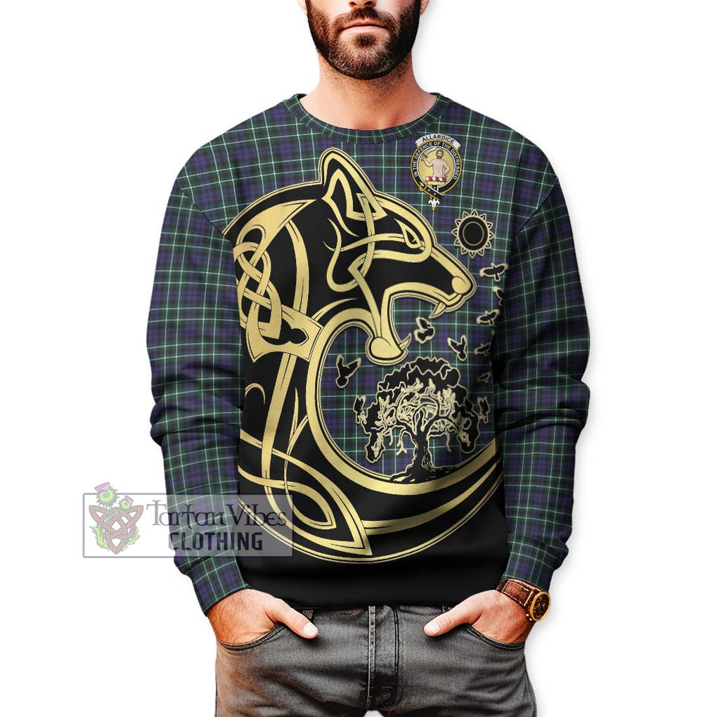 Allardice Tartan Sweatshirt with Family Crest Celtic Wolf Style Unisex - Tartan Vibes Clothing