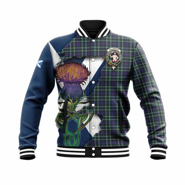 Tartan Vibes Clothing Allardice Tartan Family Crest Baseball Jacket Scottish Thistle Celtic Inspired