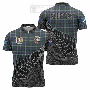 Allardice Crest Tartan Zipper Polo Shirt with New Zealand Silver Fern Half Style Unisex - Tartan Vibes Clothing