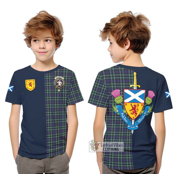 Allardice Tartan Kid T-Shirt Alba with Scottish Lion Royal Arm Half Style Youth XL Size14 - Tartan Vibes Clothing