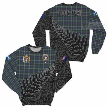 Allardice Crest Tartan Sweatshirt with New Zealand Silver Fern Half Style Unisex - Tartan Vibes Clothing