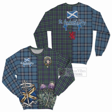 Allardice Tartan Sweatshirt Happy St. Andrew's Day Half Tartan Style Unisex - Tartan Vibes Clothing