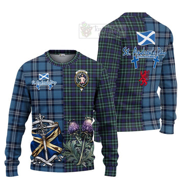 Allardice Tartan Knitted Sweater Happy St. Andrew's Day Half Tartan Style Unisex - Tartan Vibes Clothing