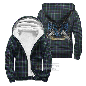 Allardice Tartan Sherpa Hoodie with Family Crest Celtic Skull Style Unisex S - Tartan Vibes Clothing