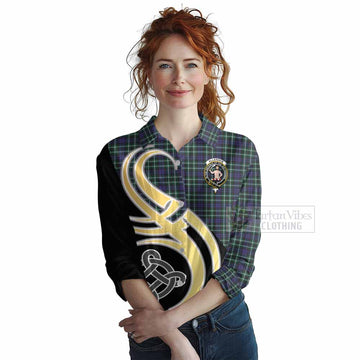 Allardice Tartan Women's Casual Shirt with Family Crest and Celtic Symbol Style Female - Tartan Vibes Clothing