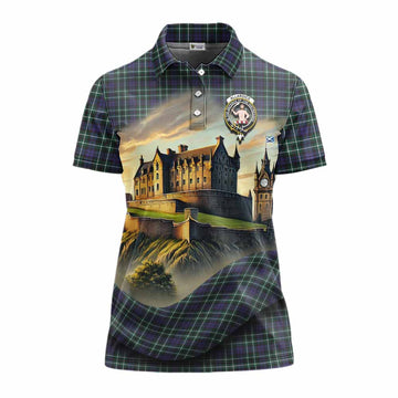 Allardice Tartan Family Crest Women's Polo Shirt with Scottish Ancient Castle Style Women - Tartan Vibes Clothing