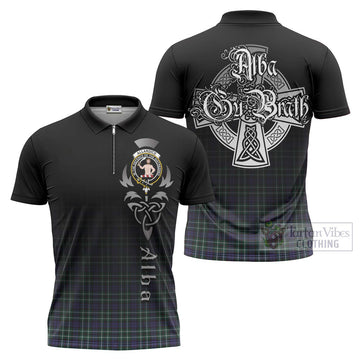 Allardice Tartan Zipper Polo Shirt Featuring Alba Gu Brath Family Crest Celtic Inspired Unisex - Tartan Vibes Clothing