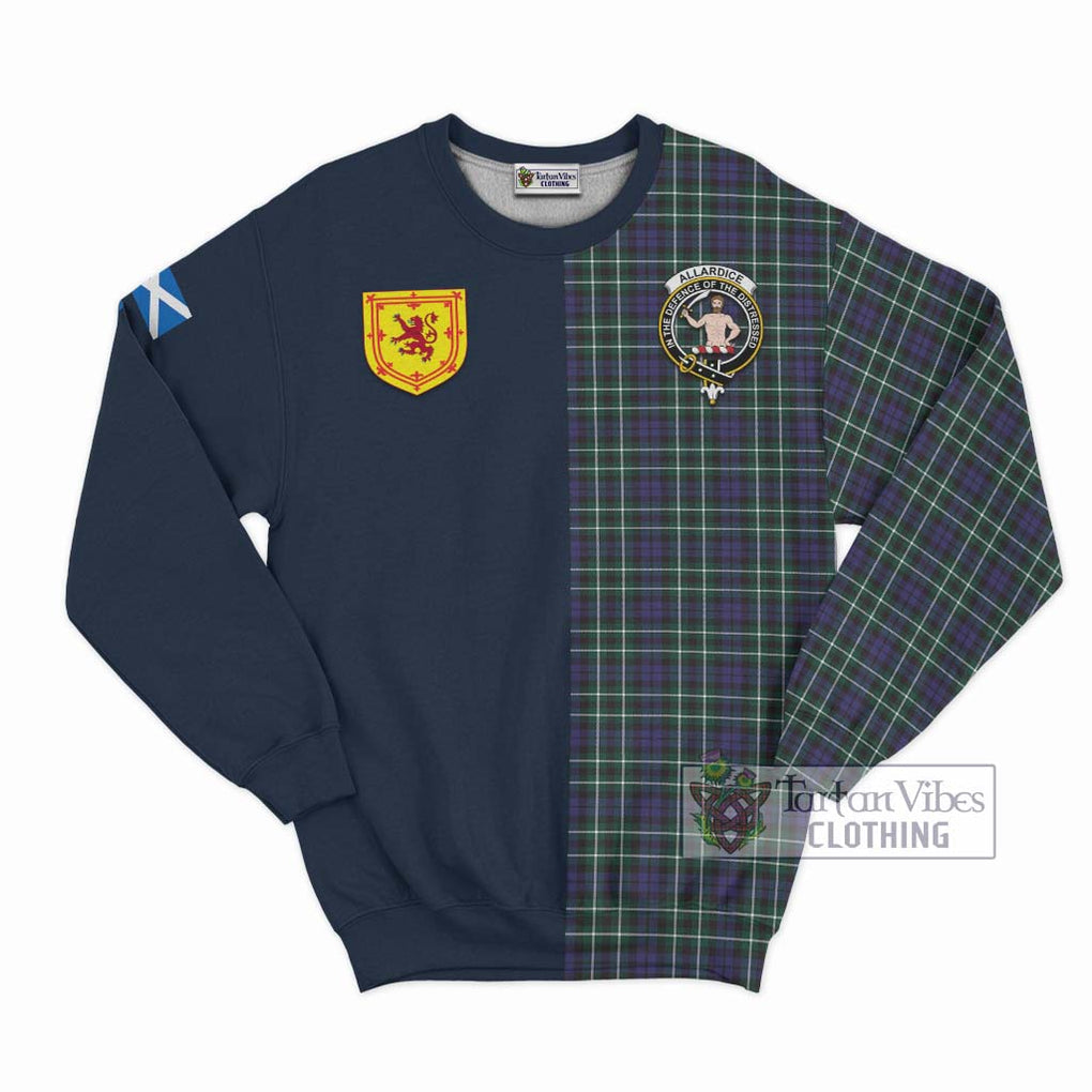 Allardice Tartan Sweatshirt Alba with Scottish Lion Royal Arm Half Style Unisex - Tartan Vibes Clothing