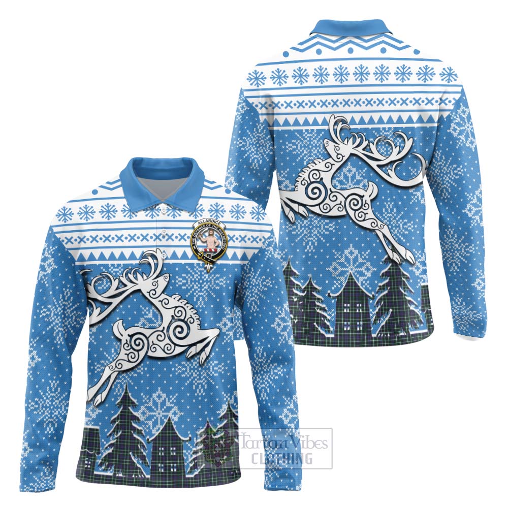 Allardice Clan Christmas Long Sleeve Polo Shirt Celtic Reindeer Style Unisex - Tartan Vibes Clothing