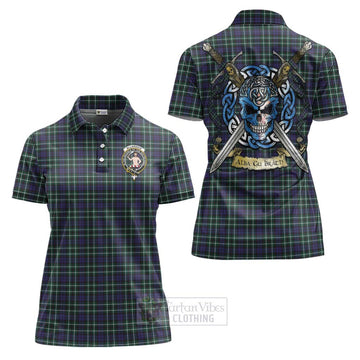 Allardice Tartan Women's Polo Shirt with Family Crest Celtic Skull Style Women - Tartan Vibes Clothing