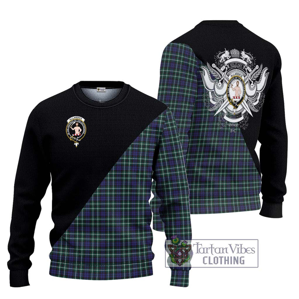 Allardice Tartan Ugly Sweater with Family Crest and Military Logo Style Unisex - Tartan Vibes Clothing