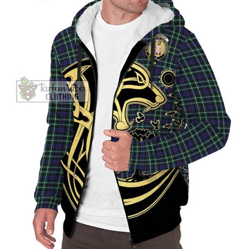 Allardice Tartan Sherpa Hoodie with Family Crest Celtic Wolf Style Unisex S - Tartan Vibes Clothing