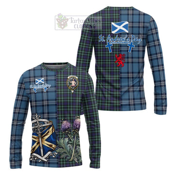 Allardice Tartan Long Sleeve T-Shirt Happy St. Andrew's Day Half Tartan Style Unisex - Tartan Vibes Clothing