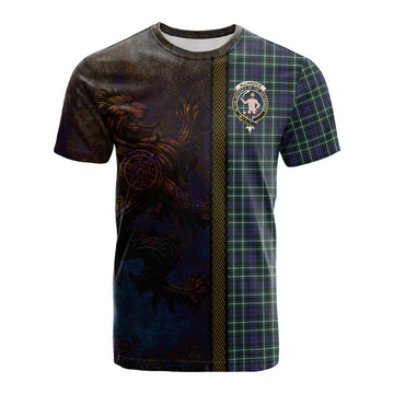Allardice Tartan Family Crest Cotton T-shirt Alba Gu Brath Be Brave Lion Ancient Style