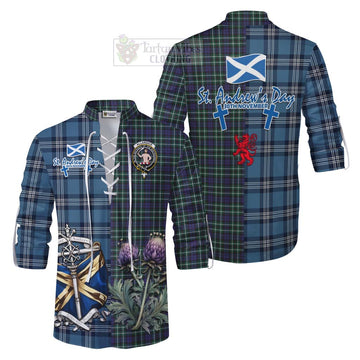 Allardice Tartan Ghillie Kilt Shirt Happy St. Andrew's Day Half Tartan Style Men - Tartan Vibes Clothing