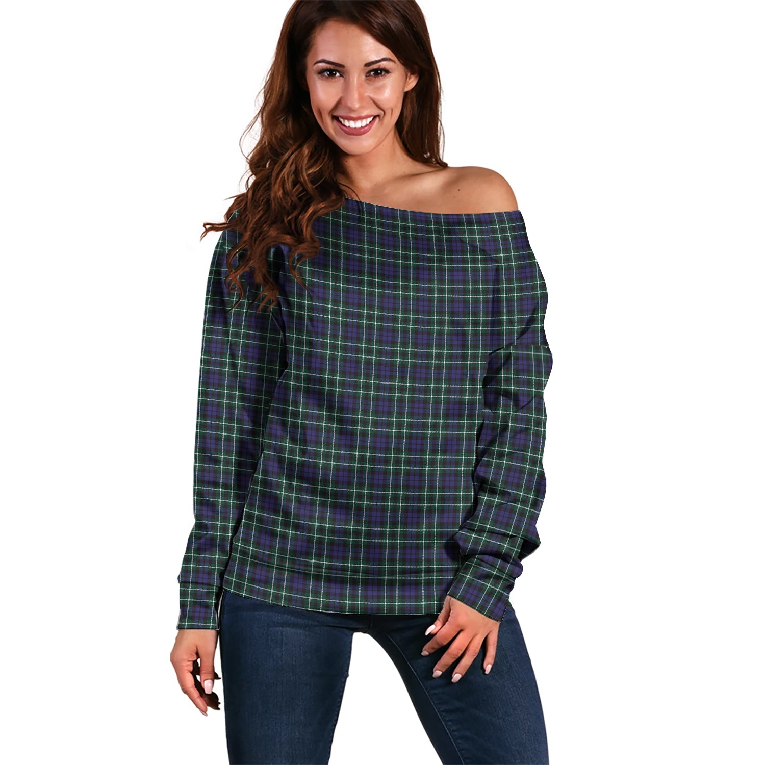 Allardice Tartan Off Shoulder Women Sweater Women - Tartan Vibes Clothing